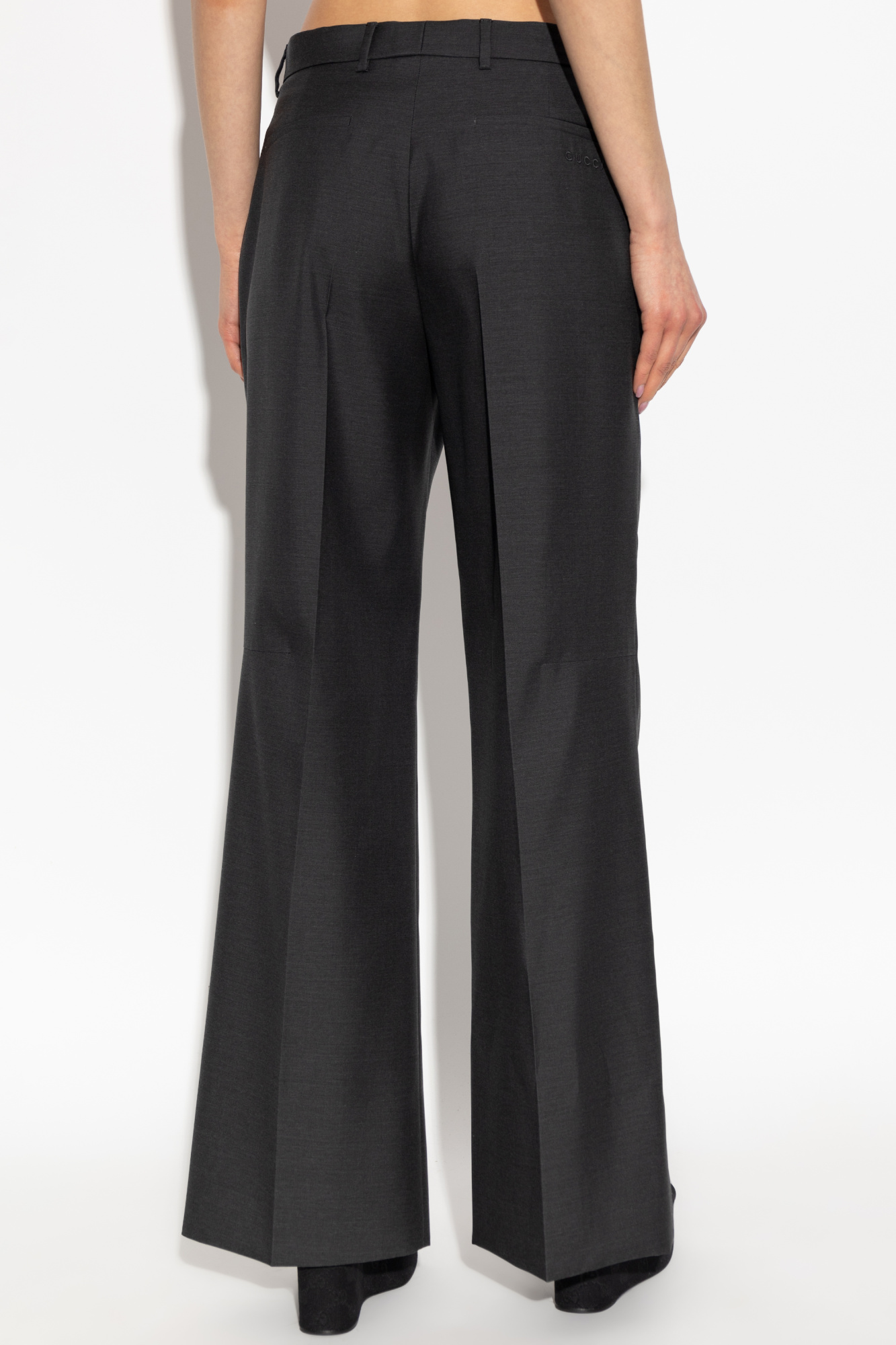 パンツ GUCCI Women Straight Pants 828769 GREY VTG GUCCI Womens Gray Straight Wool/Silk Trousers Pants Sz